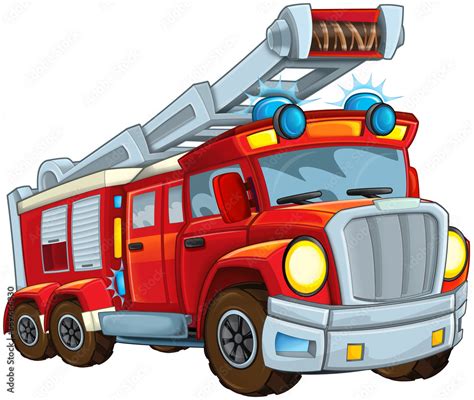 Cartoon firetruck monster truck isolated illustration for children ...