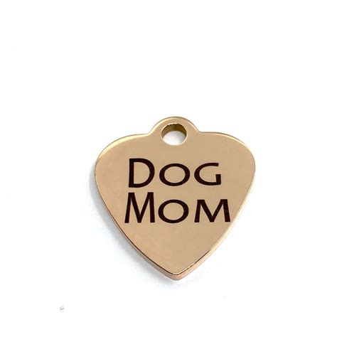 Dog Mom Engraved Charm Engraved Charm Dog Lover Gifts Heart - Etsy