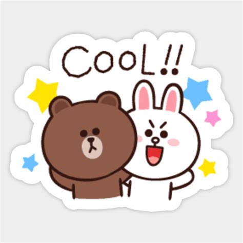 Line Friends Brown And Cony Cool!! - Line Friends - Sticker | TeePublic