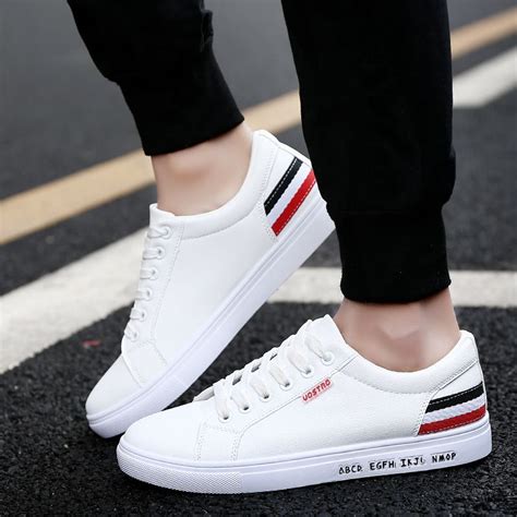 2017 Men'S Casual Shoes Trend Korea Spring Student Shoe Fashion Shoes For Men Pu Black Flat ...