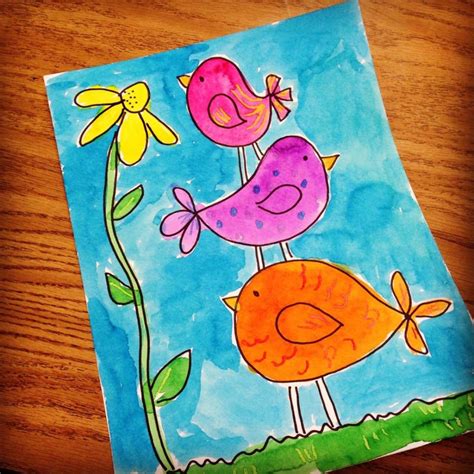 Little Birdies Watercolor Painting | Art Projects for Kids | Spring art ...