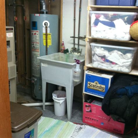 Furnace room with our "new" shelving | Furnace room, Shelving, Room