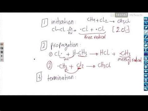 Org. Mechanism for the monochlorination of methane - YouTube