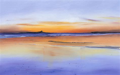 Sunrise Warkworth Beach, Coquet Isand – Ruth Bond Northumbrian Artist