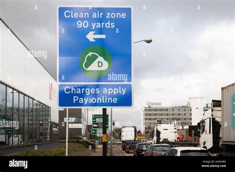 Birmingham Clean Air Zone signs installed in February 2020 before a clean Air Zone is introduced ...