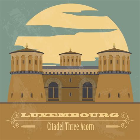 Luxembourg Landmarks. Retro Styled Image Stock Vector - Illustration of icon, tower: 56614521