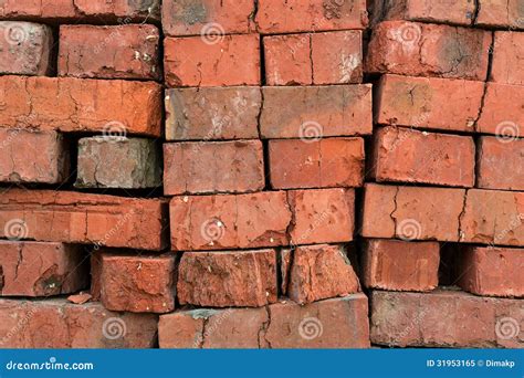 Red clay bricks stock image. Image of block, pieces, aging - 31953165