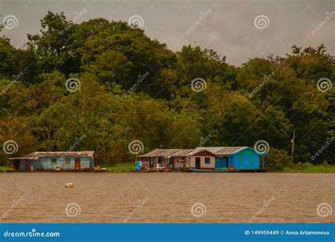 Wooden House on the River Bank, Amazon River, Rainy Season. Amazon ...