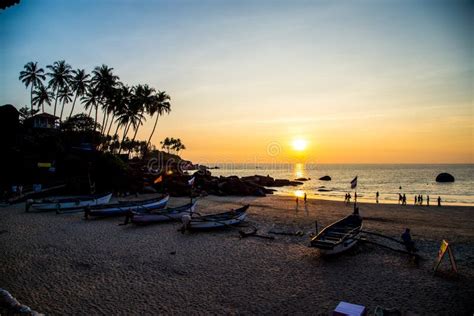 Palolem Beach At Sunset In Goa, India Stock Photo - Image of silhouette ...