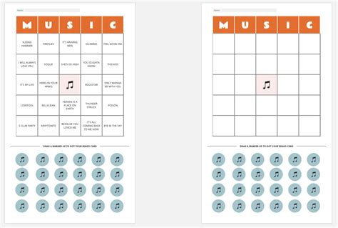 Music Bingo Template | Miroverse