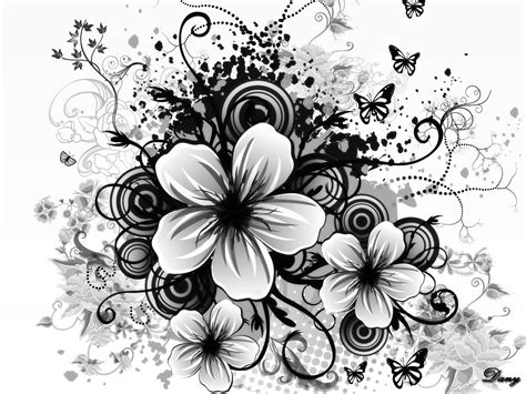 Pin by shantae maw on Wallpaper for PC | Black and white flowers, Black ...