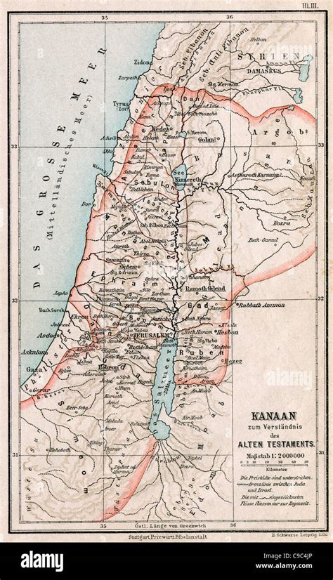 Map of Israel and Palestine. The Bible. The Old Testament. Germany, circa 1895 Stock Photo - Alamy