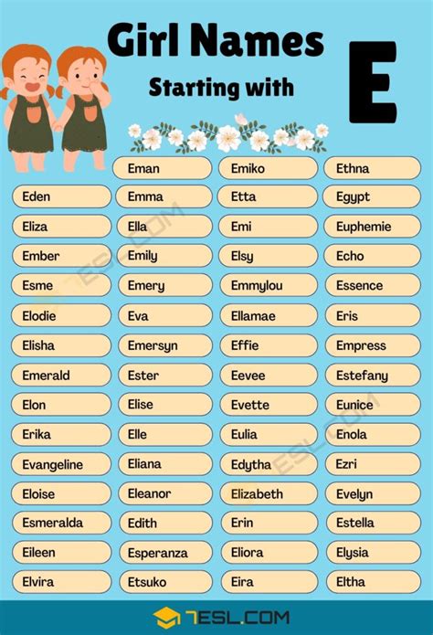 150+ Pretty Girl Names that Start with E in English • 7ESL