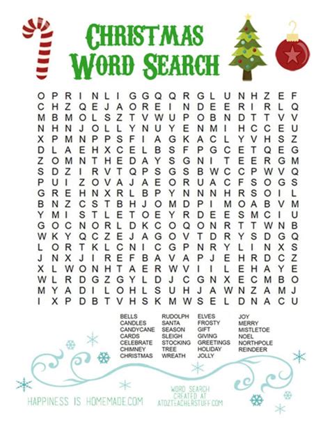 Printable Christmas Word Search for Kids & Adults - Happiness is Homemade