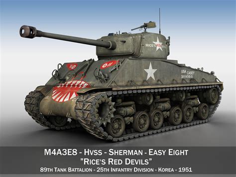 3D M4A3E8 Sherman - Easy Eight - Rice Red Devils