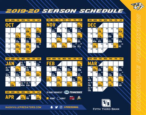 Nashville Predators Schedule 2023-24 Printable - FreePrintable.me