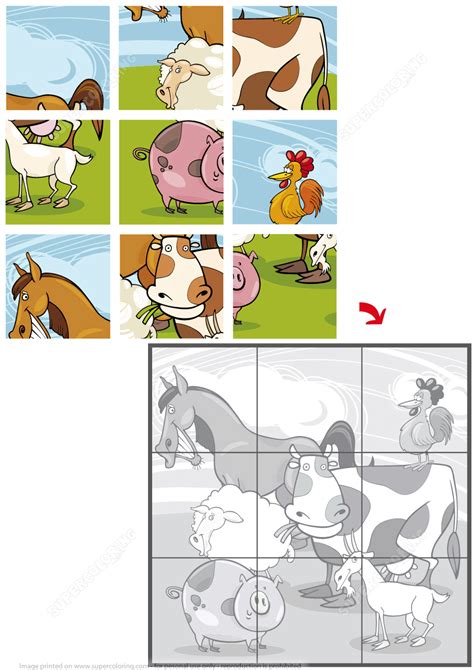 Farm Animals Jigsaw Puzzle | Super Coloring | Preschool puzzles, Preschool activities, Kindergarden