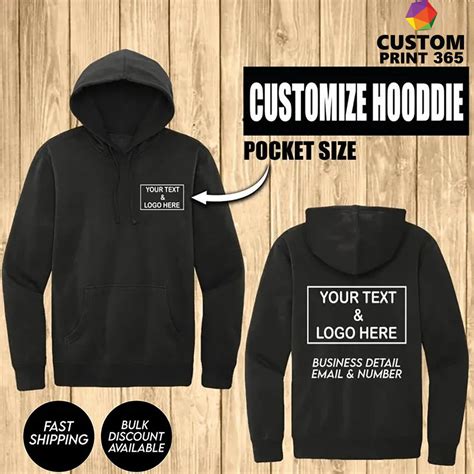 Business Logo Custom Men's Hoodie, Design Your Hoodie Words on Back, Custom Hoodies With Logo ...