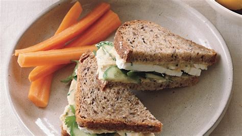 Hummus and Feta Sandwiches on Whole Grain Bread Recipe | Bon Appétit