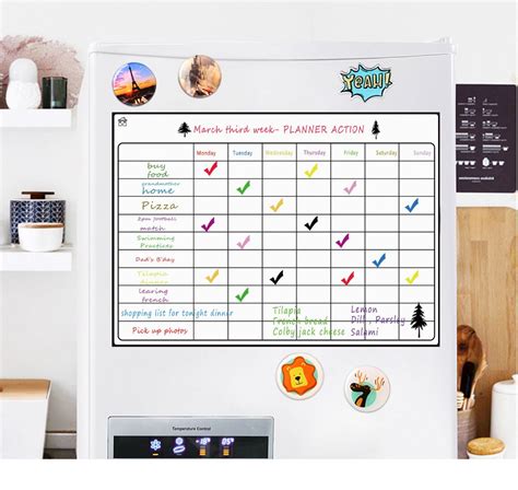 Magnetic Dry Erase Calendar Board for Fridge A3 16.5”x11.8” Weekly Magnetic Whiteboard Planner ...