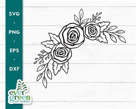 Rose Flower Corner Svg Roses Swag Svg Floral Border Svg - Etsy Canada