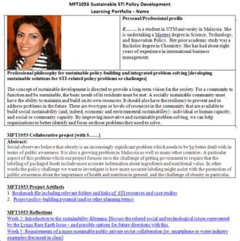 Sample activity-reflection e-portfolio profile from the UTM MFT1053 class | Download Scientific ...