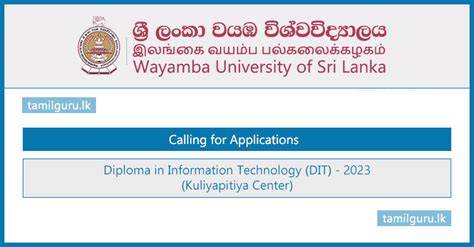 Diploma in Information Technology 2023 - Wayamba University