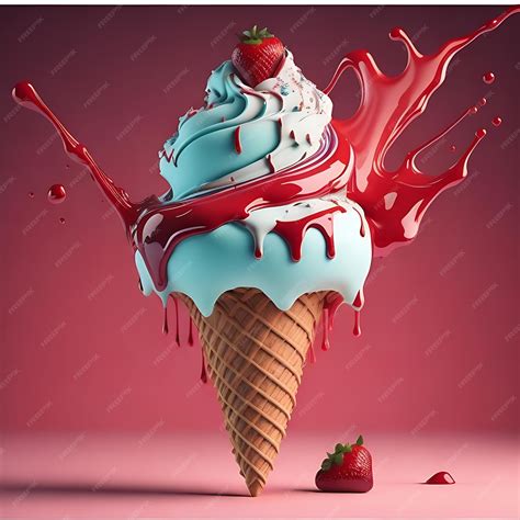 Premium AI Image | Colorful abstract ice cream painting Melting cone ...