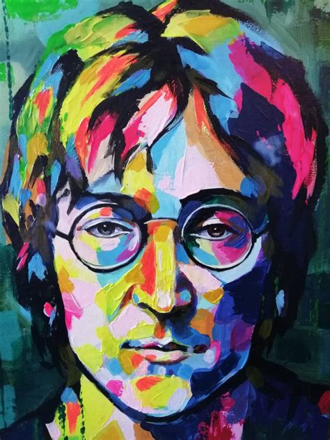 John Lennon portrait Abstract acrylic painting on deep edge | Etsy