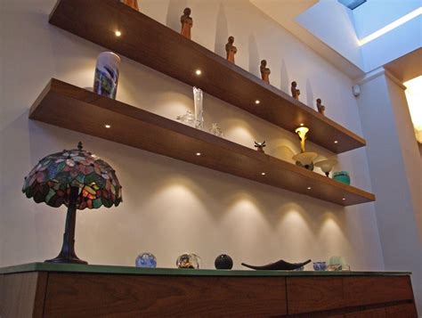 Walnut Floating Shelves with LED Lights - | Walnut floating shelves ...