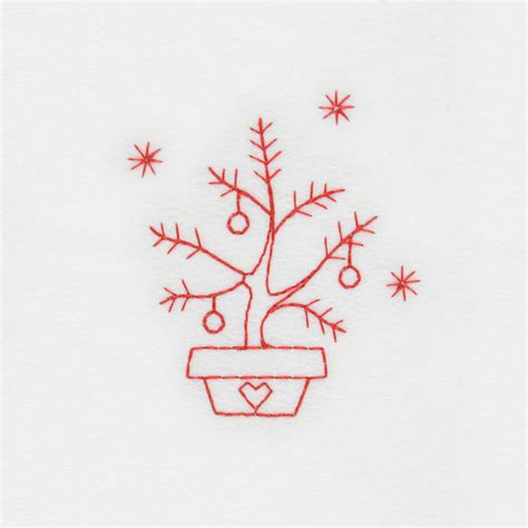 Christmas Tree Embroidery Design 4x4'' Hoop Redwork Christmas - Etsy