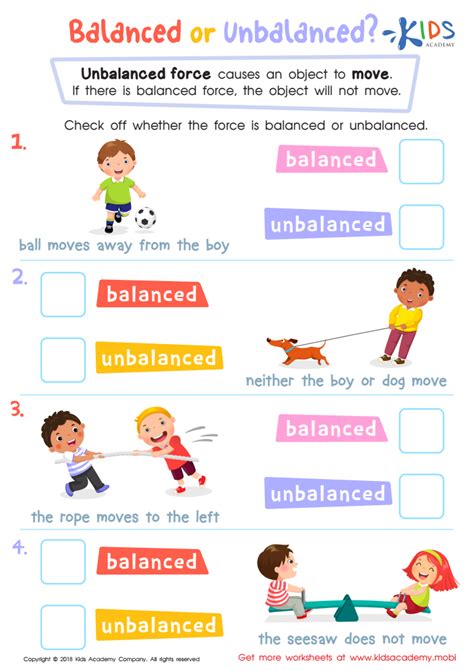 Balanced or Unbalanced Science Worksheet: Free Printable PDF for Children