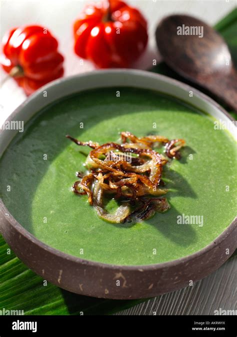 A bowl of Jamaican callaloo soup editorial food Stock Photo - Alamy