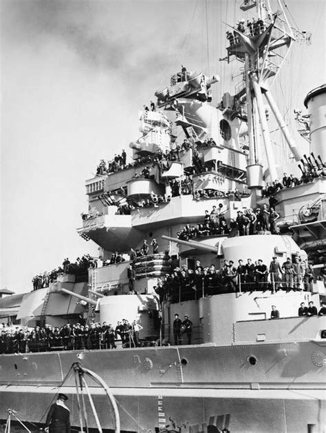 [564 x 748]Ship’s company of HMS Anson, in Sydney Harbor, climb the superstructure to get a bird ...