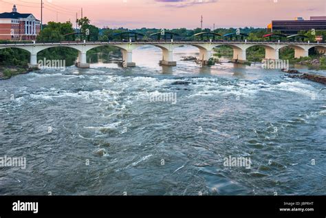 Pedestrian Bridge spanning the Chattahoochee River between Columbus, Georgia and Phenix City ...