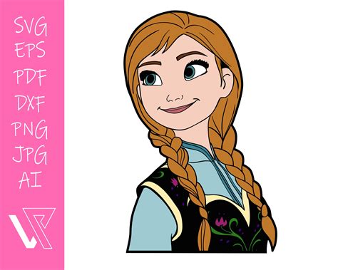 Anna Frozen Princess Layered SVG Cricut Cut File Silhouette Vector Artwork Instant Download Clip ...