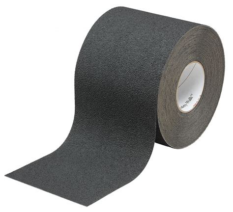 3M Solid Black Anti-Slip Tape, 4 in x 60 ft, Proprietary Grit Non-Mineral, Rubber Adhesive, 1 EA ...