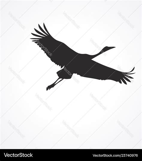 Flying crane bird silhouette Royalty Free Vector Image