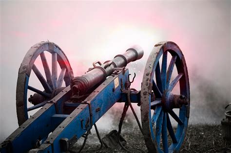 Firing Historic Cannon And Smoke Of The Battlefield Stock Photo - Download Image Now - iStock