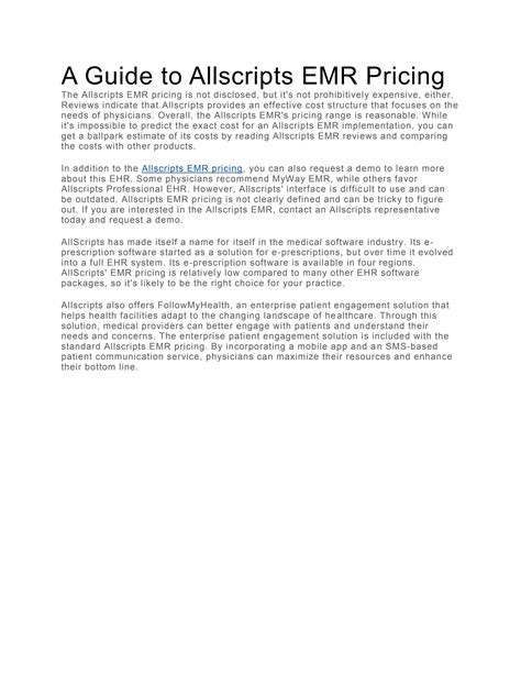 A Guide to Allscripts EMR Pricing by BellaJim - Issuu