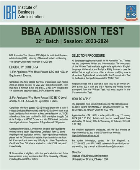 DU IBA Admission 2024 – Dhaka University BBA