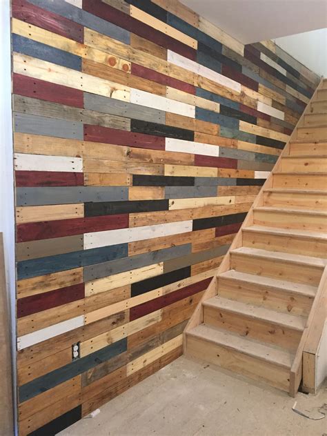 Multi textured multi stained pallet wall | Wood pallet wall, Pallet wall decor, Pallet wall