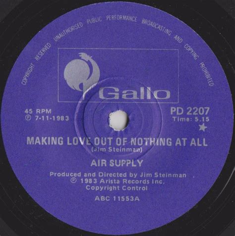 Air Supply - Making Love Out Of Nothing At All (1983, Vinyl) | Discogs