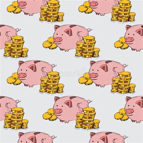 Seamless Pattern. Money Hand Drawing Elements Stock Illustration - Illustration of business ...