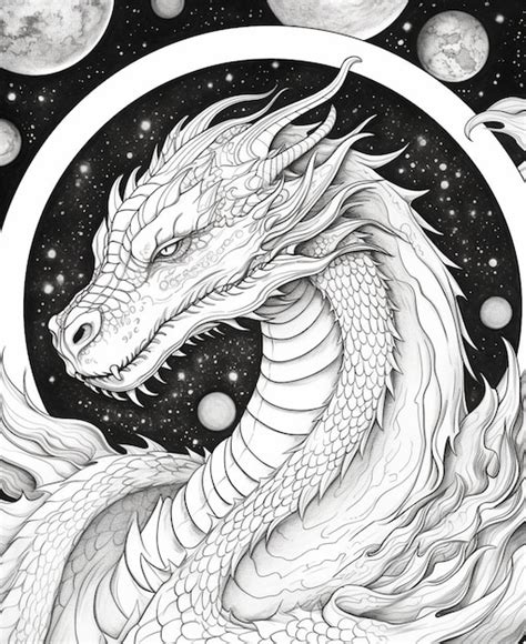 Premium AI Image | a drawing of a dragon with a moon in the background ...