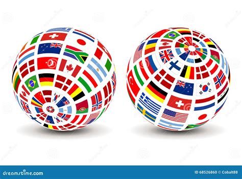 Flags of the world globe stock vector. Illustration of south - 68526860