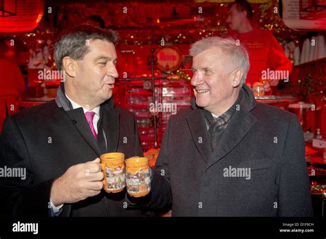 Bavarian Finance Minister Markus Soeder (L) and Premier of Bavaria Horst Seehofer drink a ...