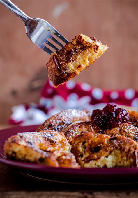 Buttermilk Panettone French Toast with Cranberry Compote - A Beautiful Plate