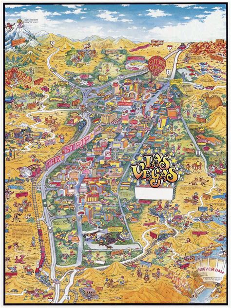 Large detailed tourist illustrated map of Las Vegas | Las Vegas ...