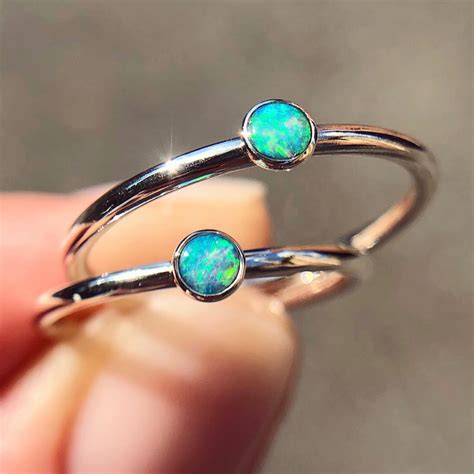 Sterling silver ring with Australian crystal opal - JasmineJewelryShop